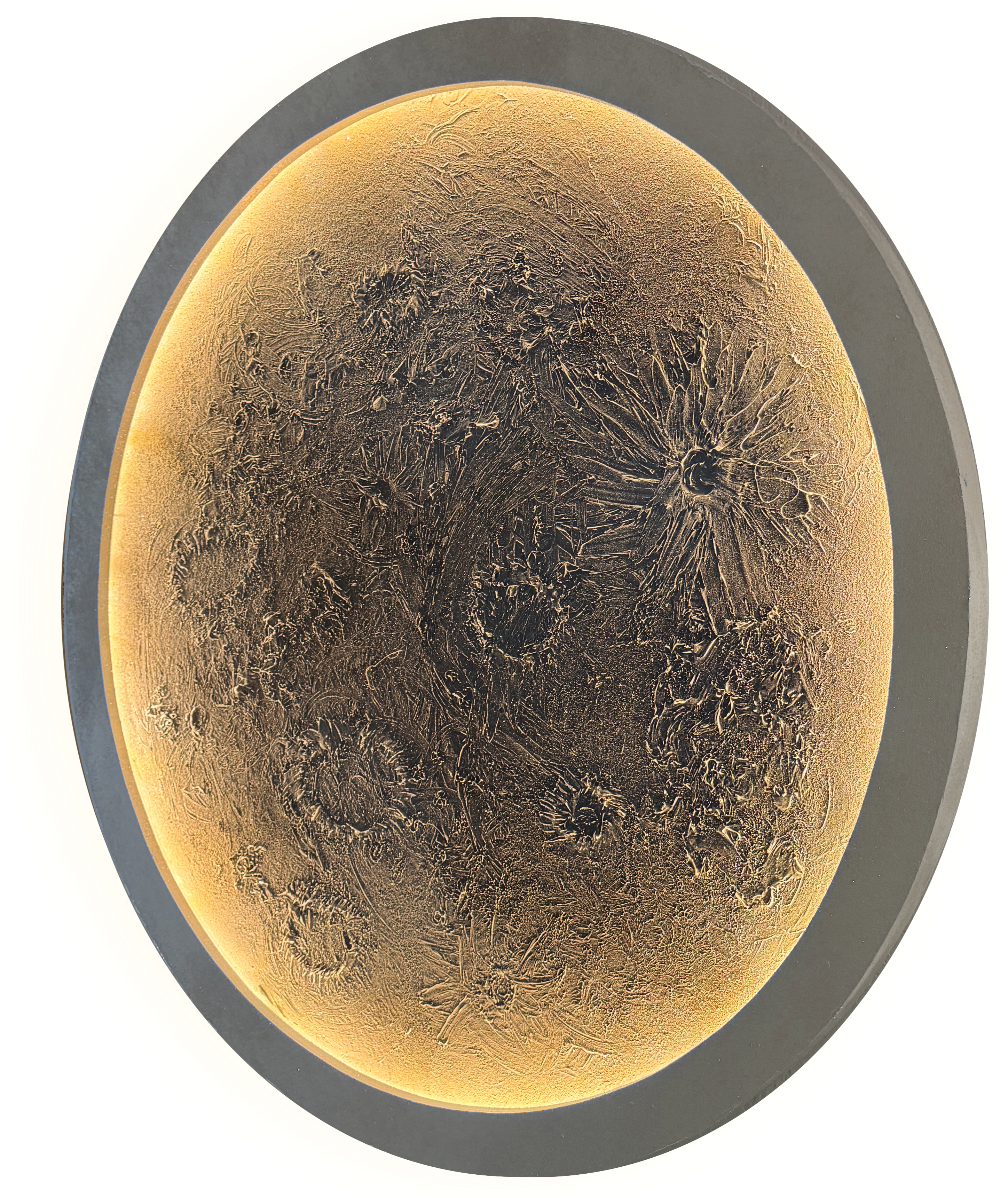 Moon phase wall light with detailed lunar surface design on a star field background